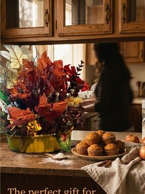 Autumn Floral Arrangement in Yellow Vase